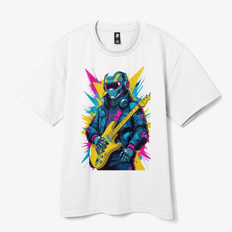 Neon Cyborg DJ Guitar Hero T-Shirt