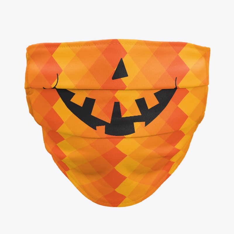 Silly Checkered Jack o lantern Face Mask