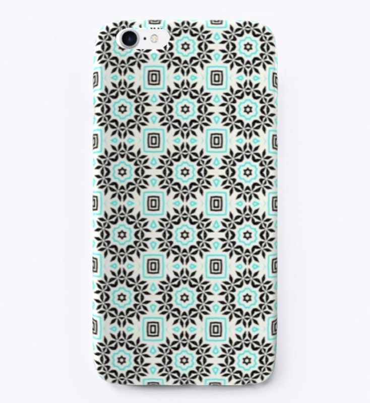 Turquoise And Black Geometrical Pattern
