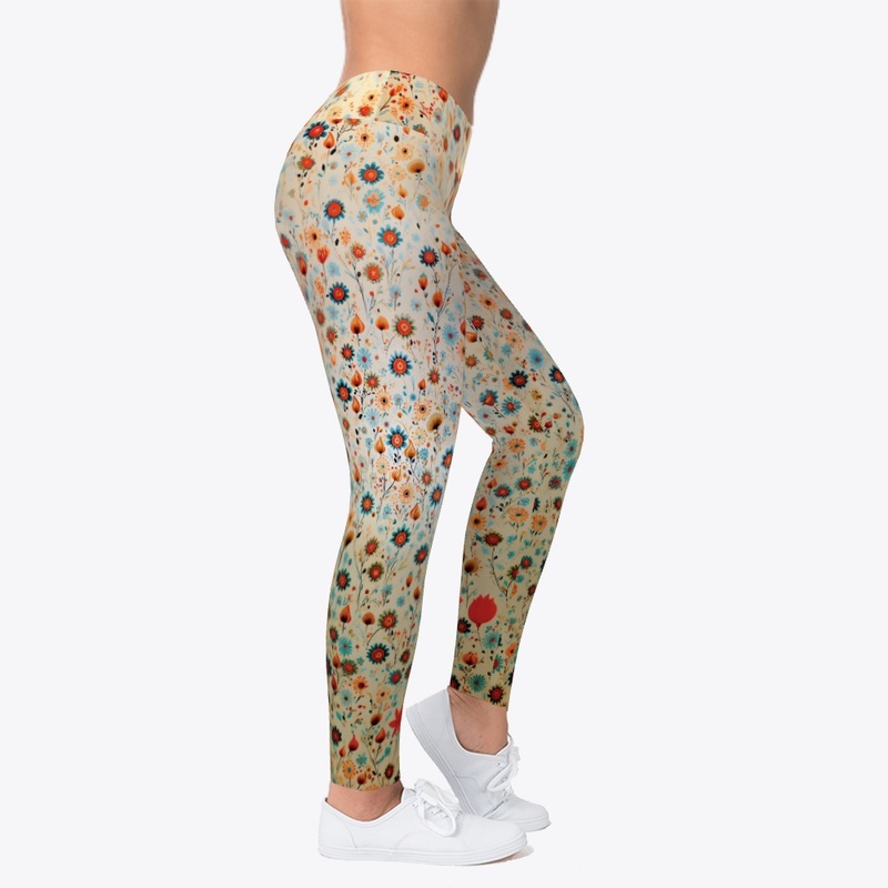 Retro Flower Print For Yoga and Pilates