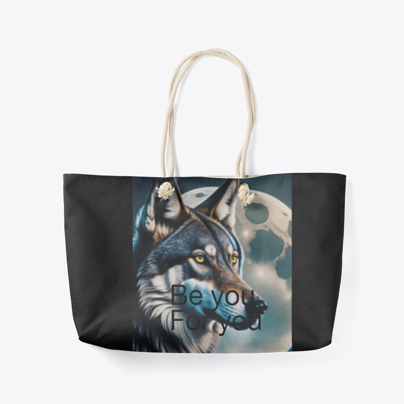 a classic tote bag with wolf print
