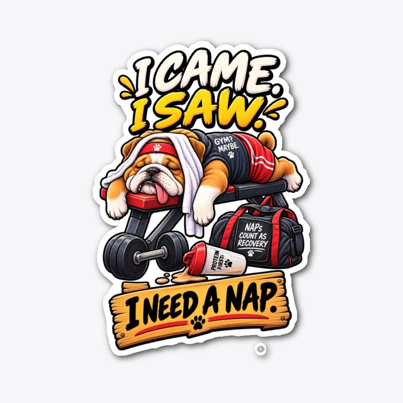 I Came I Saw I Need a Nap Funny Bulldog 