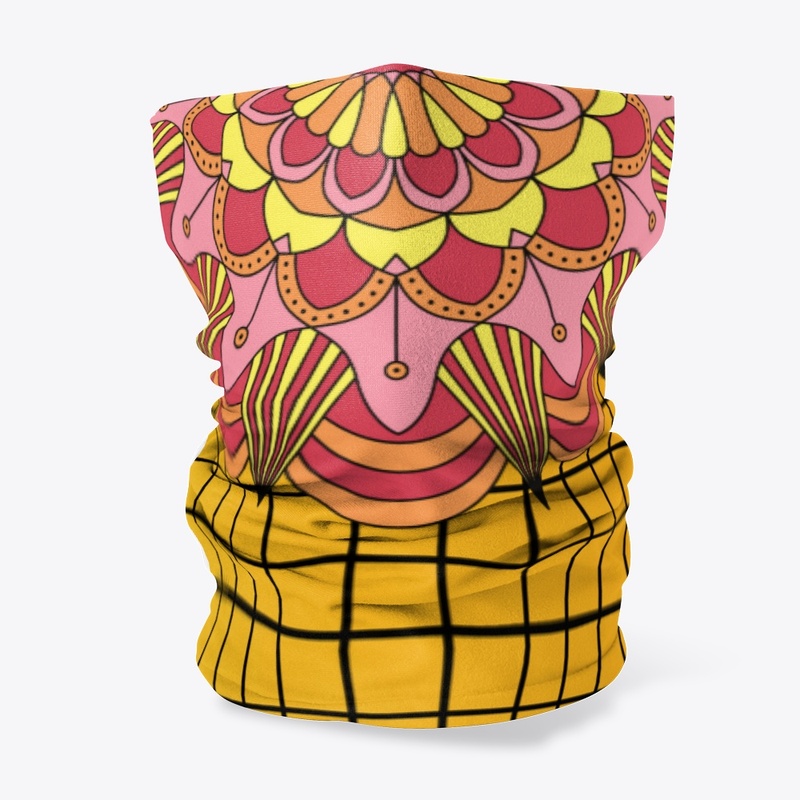 Mandala on a checkered background
