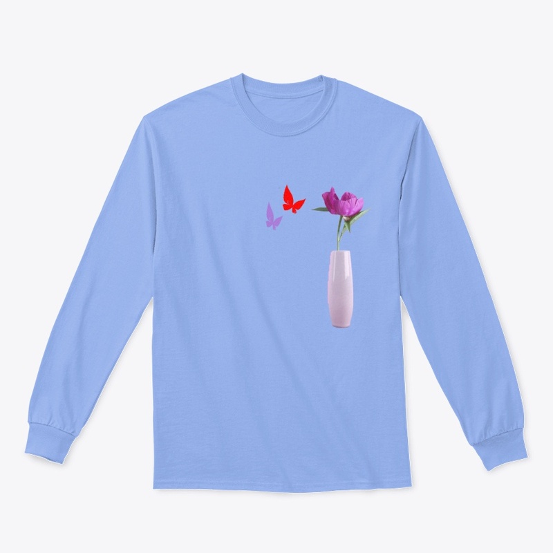 Purple Flower in Base and 2 Butterfly
