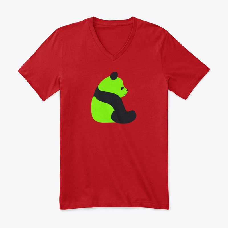Neon Green Sitting Panda  Black Features