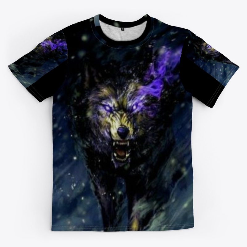 Wolf in Blue T-shirt