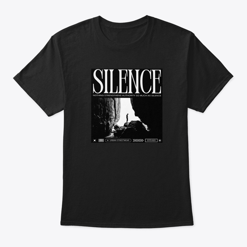 "Black T-Shirt – Bold 'Silence' Graphic"