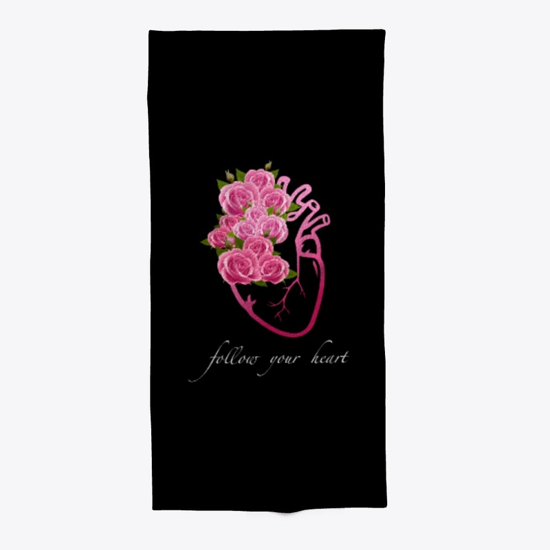 Follow Your Heart Art with Pink Roses