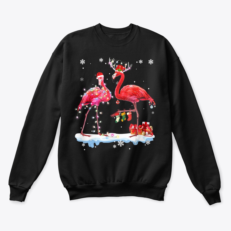 FLAMINGO CHRISTMAS TREE SANTA HAT XMAS L