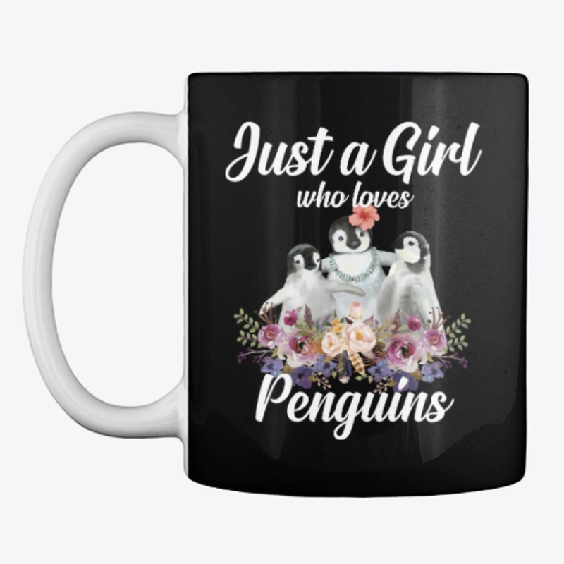 Girl Loves Penguins Watercolor Style