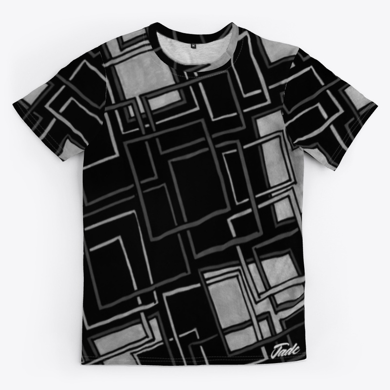 Black and Grey Maze All-Over print Tee