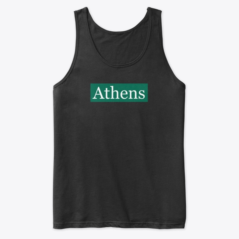 Athens Written in White on Green