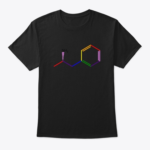 Adderall Molecule Rainbow Chemistry Black T-Shirt Front