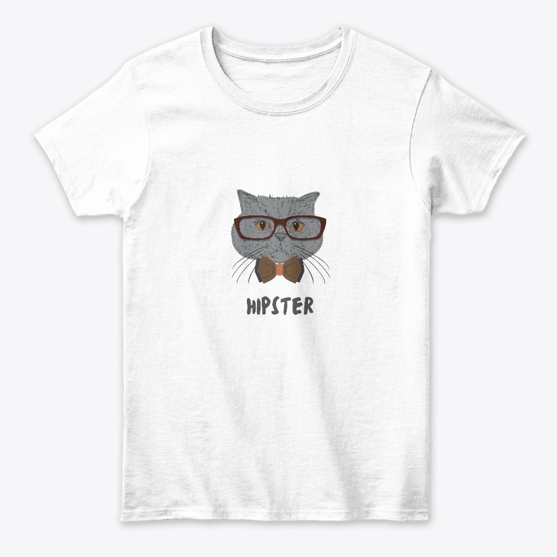 Grey Cat Hipster T-Shirt