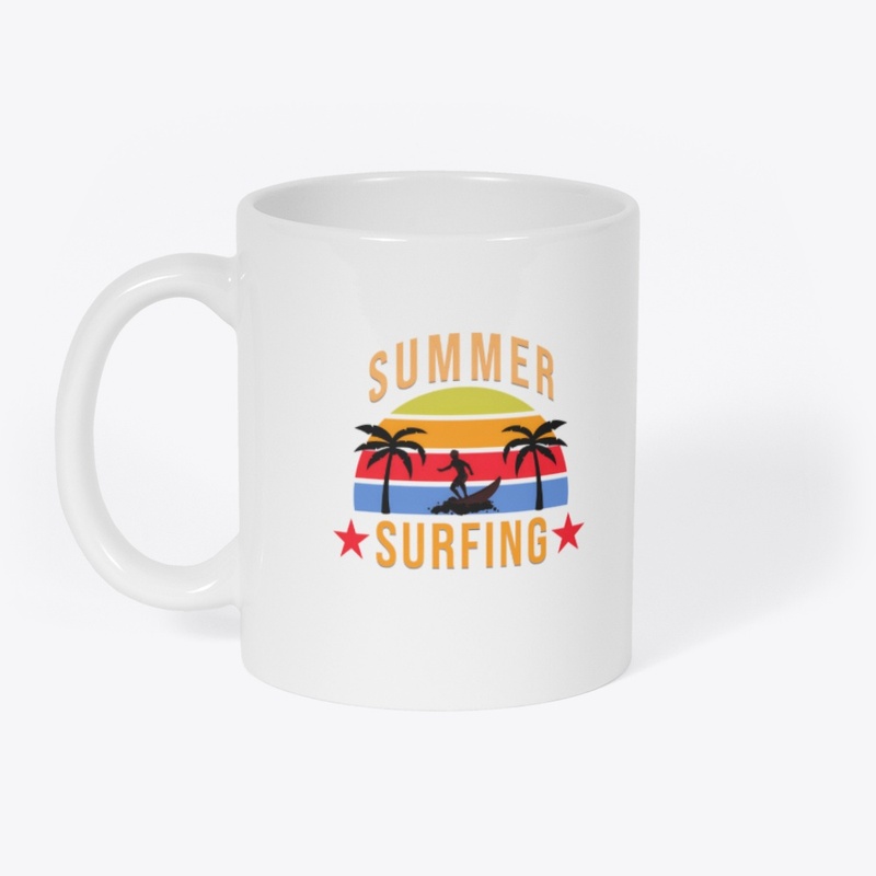 Retro Summer Surfing Beach Design