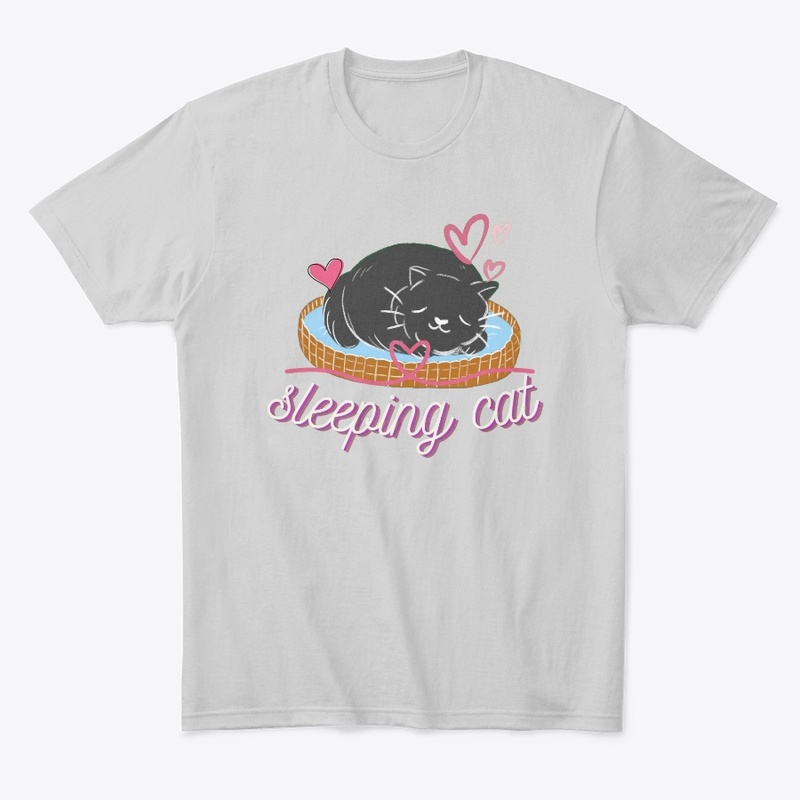 Cute Heart Black Sleeping cat