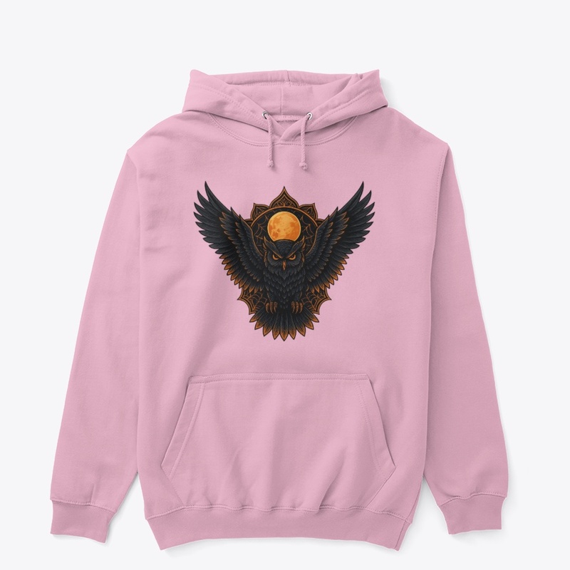 Midnight Owl Under the Blood Moon