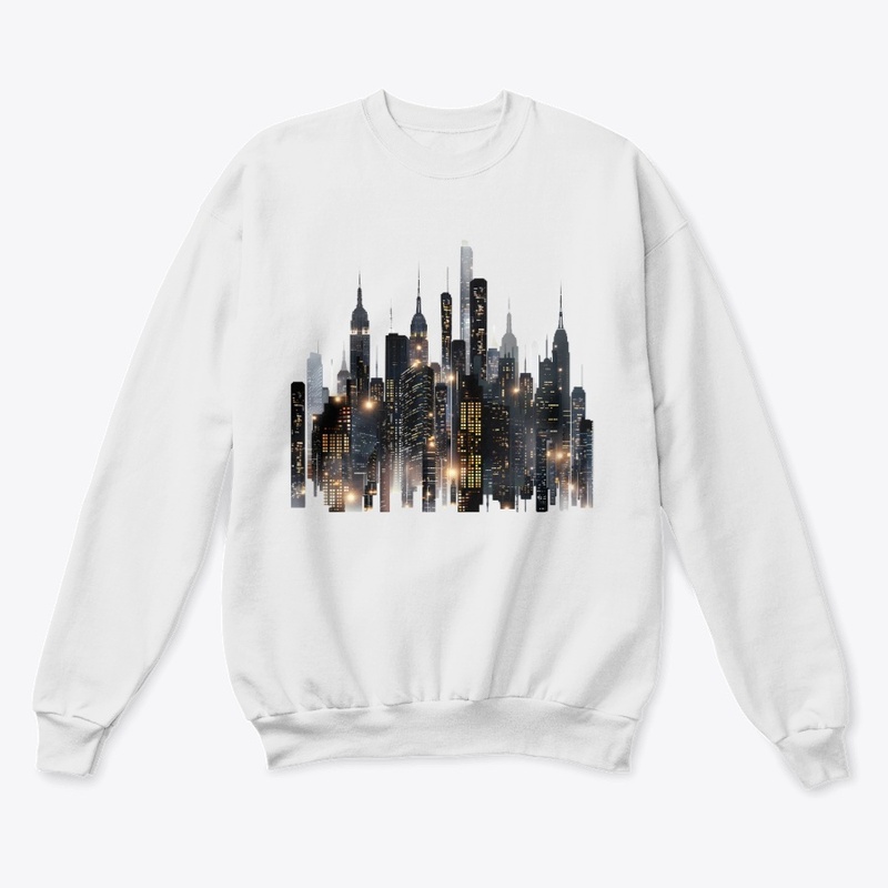  City skyline illuminated at night.