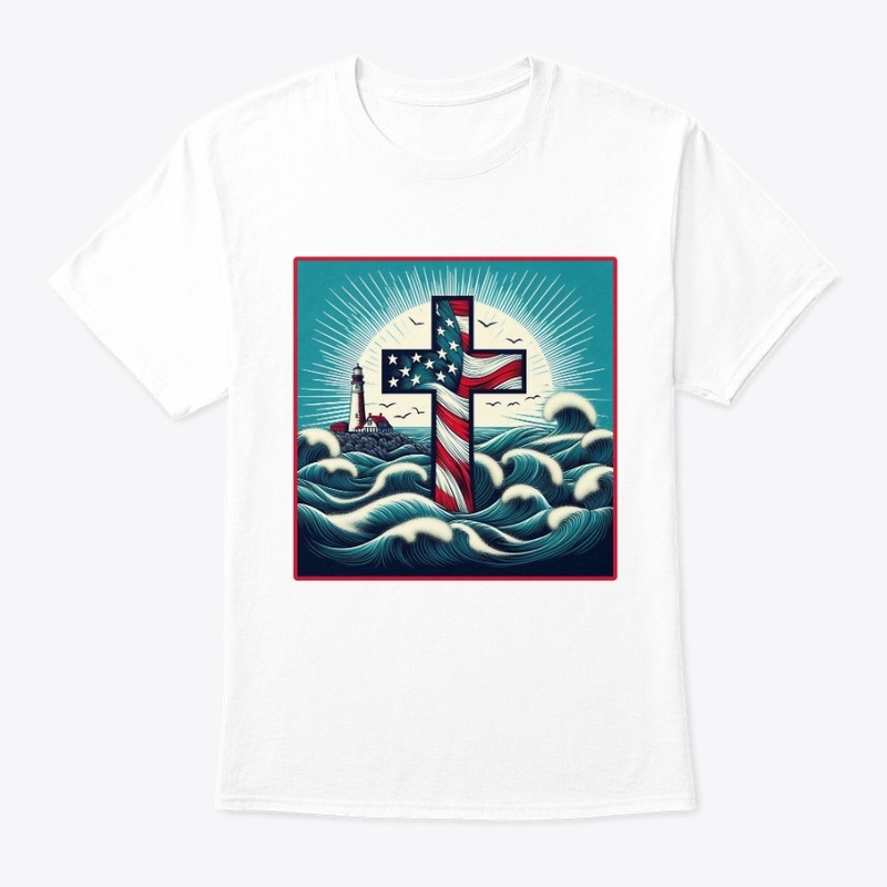 Cross Flag Faith Lighthouse July 04th