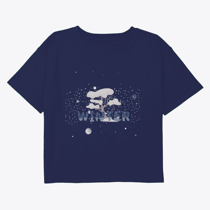 Cozy Snowy Winter Tree Illustration