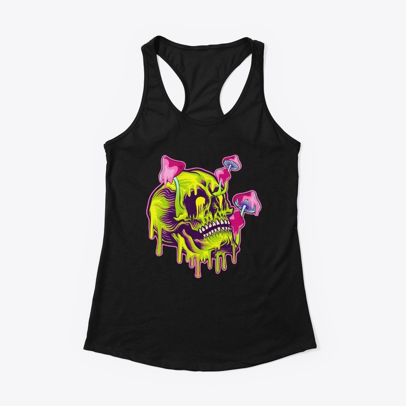 Psychedelic Skull and Mushrooms