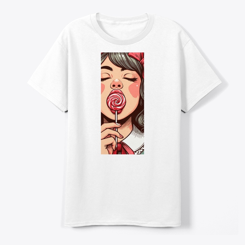 Girl with lollipop art retro pop