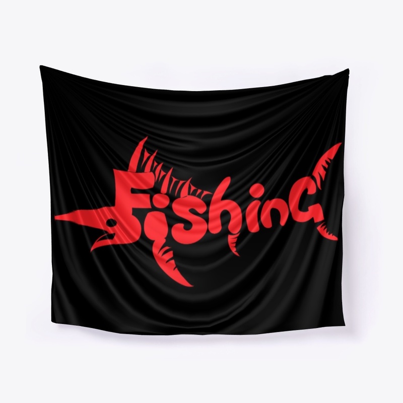 Red fishing funny logo