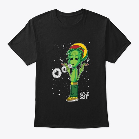 Spaced Out Alien Black T-Shirt Front
