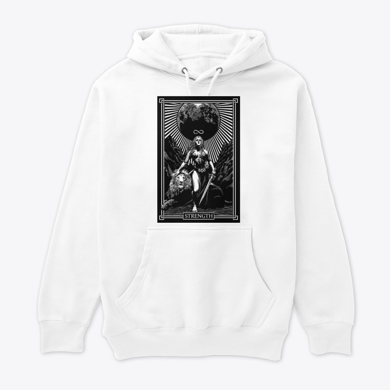 STRENGTH TAROT BLACK ON WHITE DESIGN