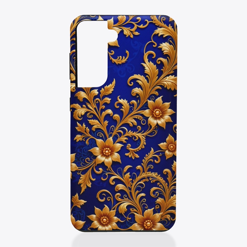 Regal Flourish: Lux Gold on Royal Blue