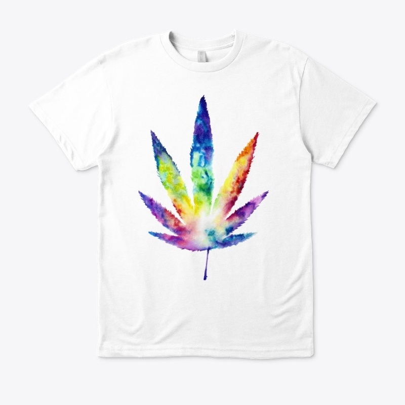 Watercolor Tie Dye Marijuana Leaf Art