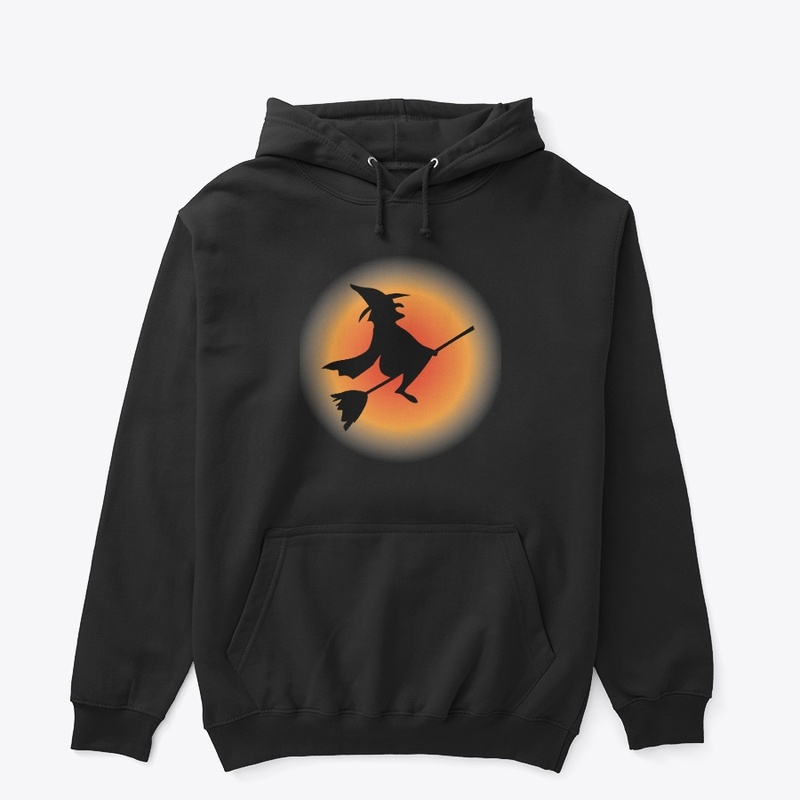 Halloween flying Witch with her broom.