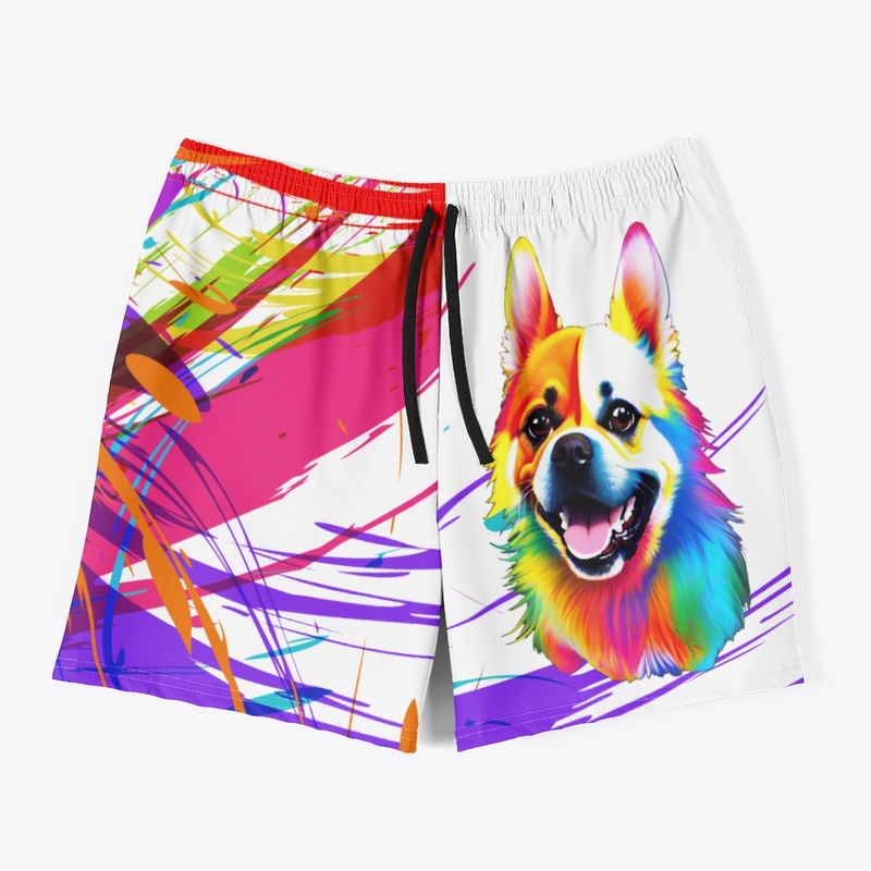 Abstract Dog Pattern Swim Trunks