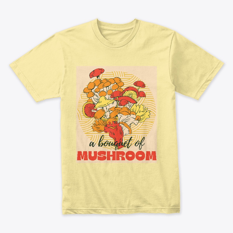 A bouquet of mushroom round background