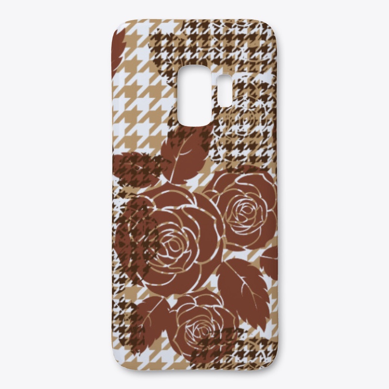 phone brown houndstooth with roses case