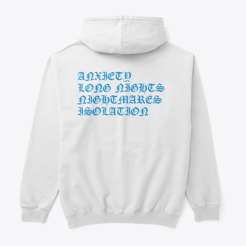 Blue/White Anxiety merch line