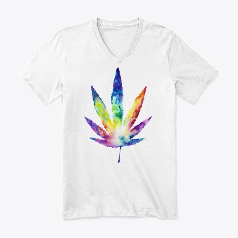 Watercolor Tie Dye Marijuana Leaf Art