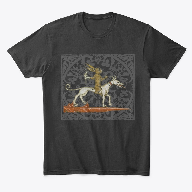 Medieval Rabbit rides a dog, marginalia