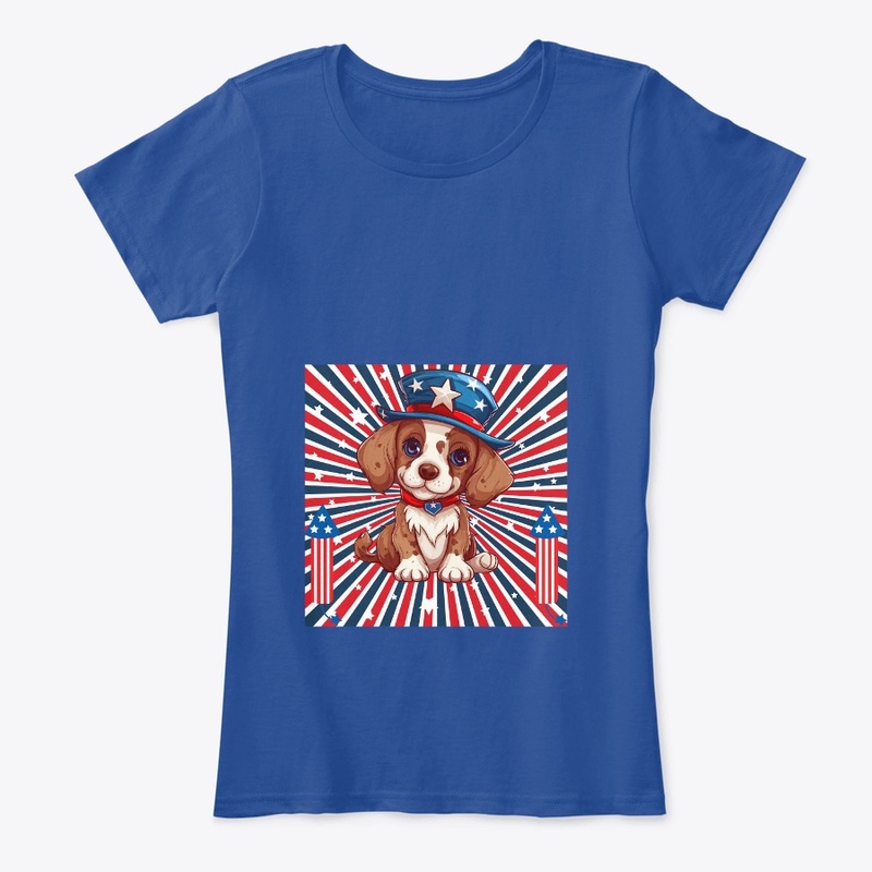 Cute Dog with American Flag for July 4th