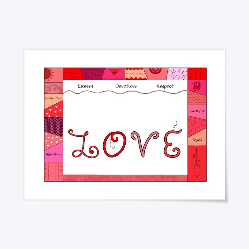 Love Words  in Shades of Red and Pink 