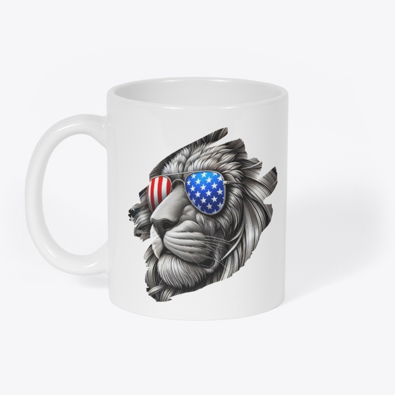 Lion Art with American Flag Sunglasses