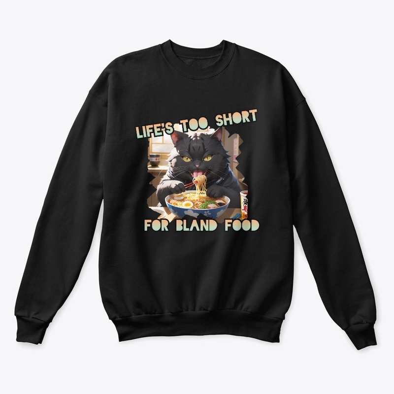 Cat eats noodle funny Anime Style Print