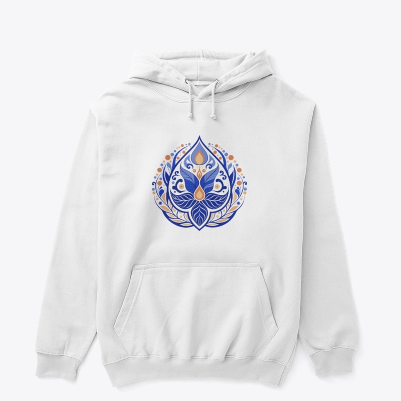 Elegant blue and orange floral   t-shirt