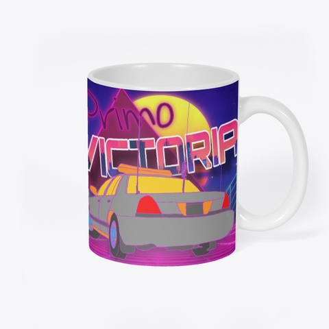Synthwave Mug White T-Shirt Back