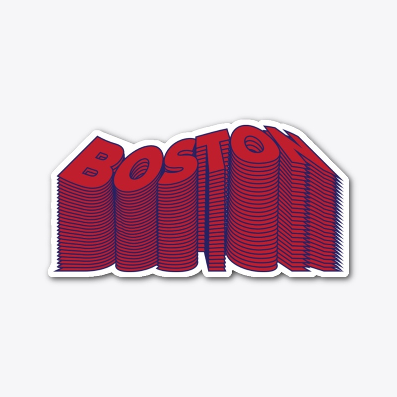Boston Text Warp - Red/Navy