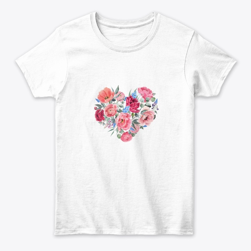 T-shirt heart shaped flowers