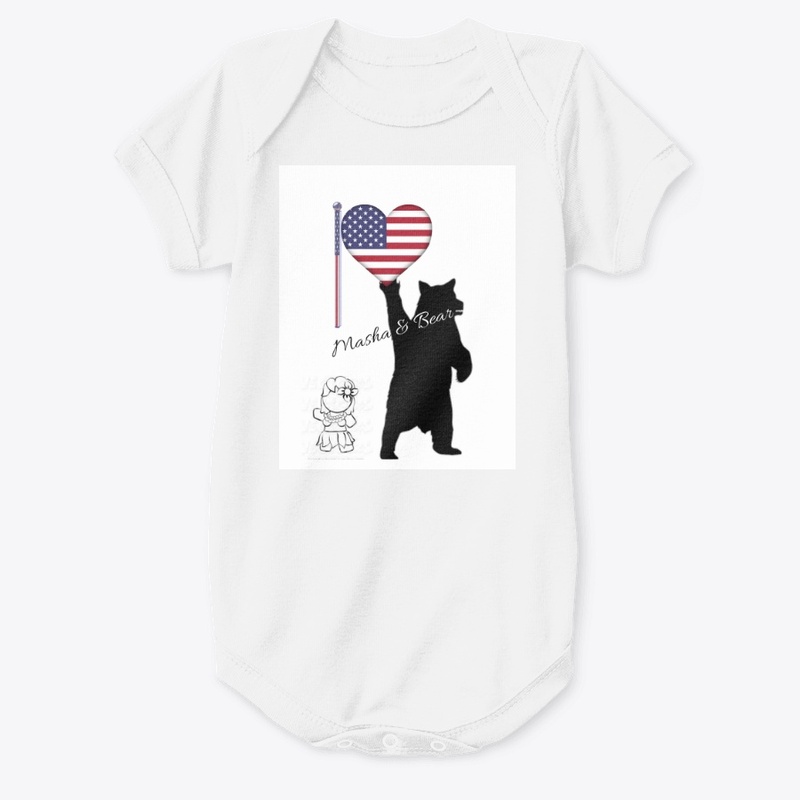 Masha & Bear 4th July American flag Tee