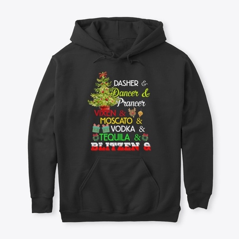 Dasher Dancer Prancer Vixen Moscato Black T-Shirt Front