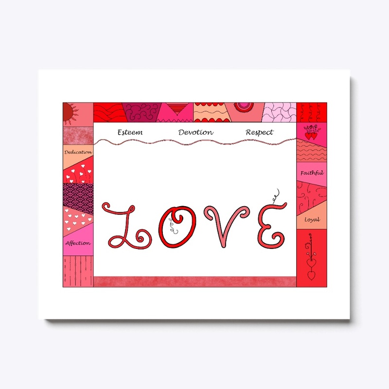 Love Words  in Shades of Red and Pink 
