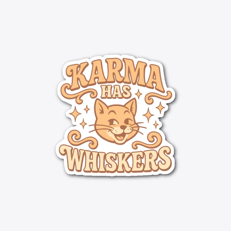 Karma Has Whiskers Retro Cat Tee Gift 